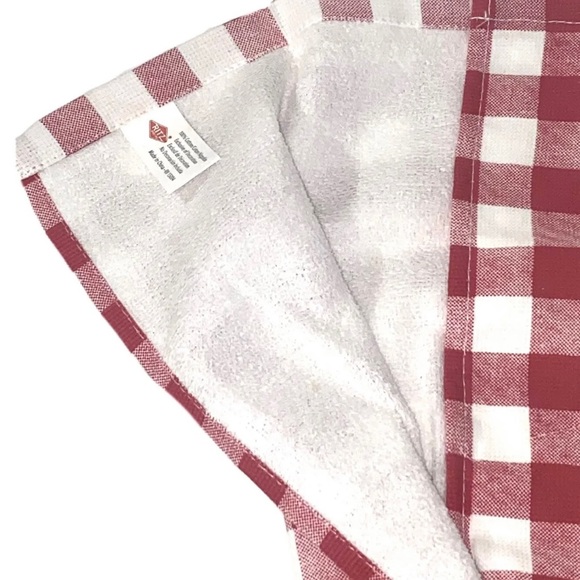 Red White Plaid Gingham Hanging Kitchen Towel - Picture 3 of 4
